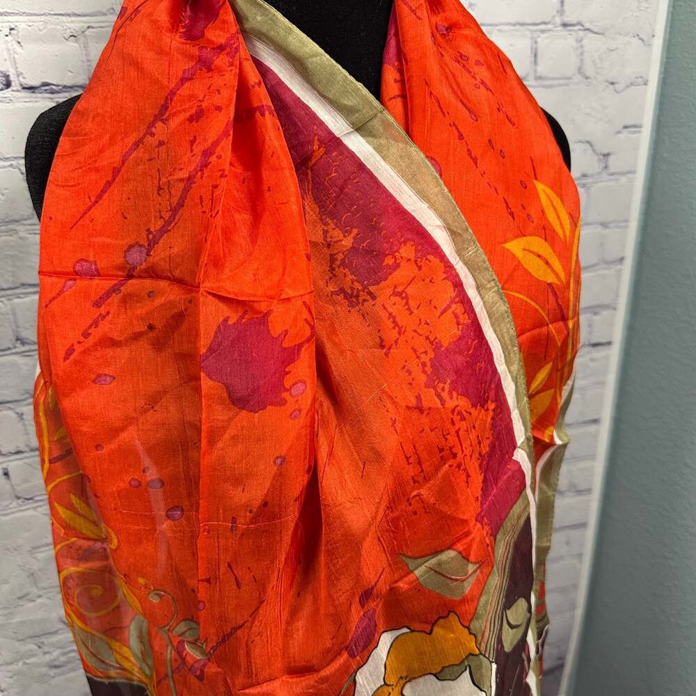 Vintage Silk Floral Lightweight Fashion Scarf - Picture 3 of 6